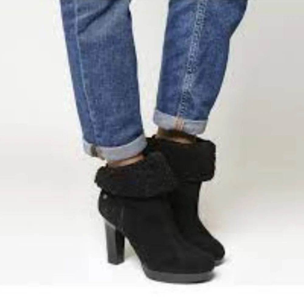 SM NEW YORK BLACK FAUX FUR BOOTIES SIZE 7 NEW
